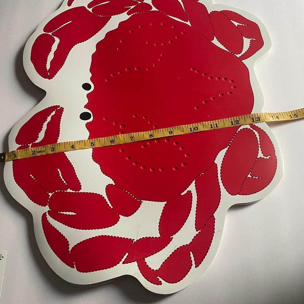 Crab shaped vinyl foam backed placemats sea critter ocean seafood red set of 4 - Picture 9 of 10